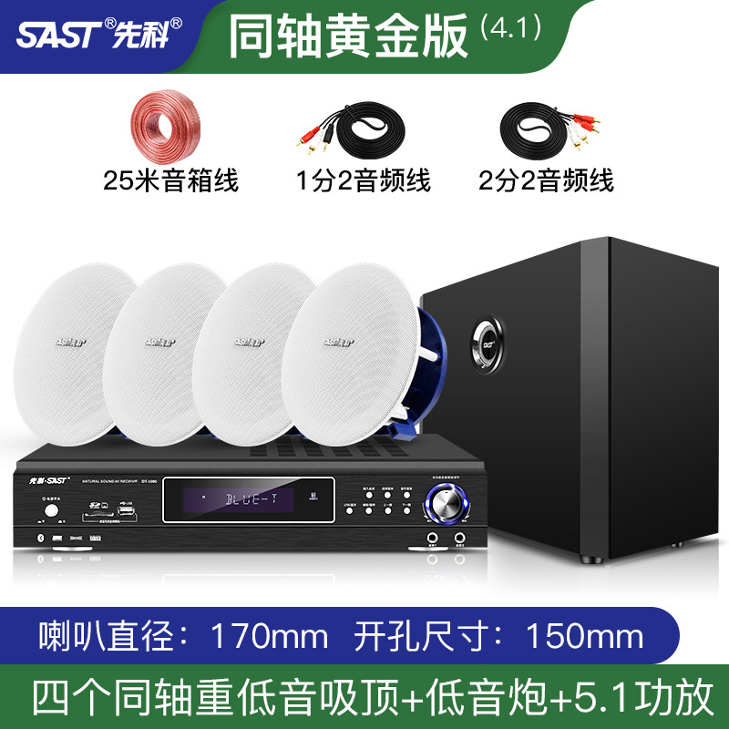 SAST 5.1 home theater audio living room ceiling 3D surround stereo embedded subwoofer amplifier ceiling set