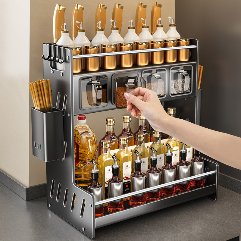 No-installation Kitchen Multi-layer Storage Rack Multifunctional Home Chopstick Knife Rack Seasoning Rack Storage Floor-standing