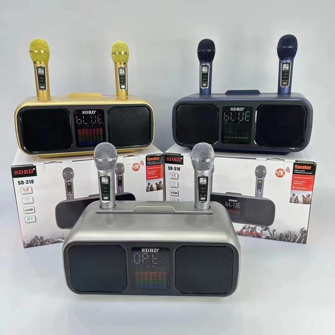 SD318 Bluetooth Speaker Wireless Dual Microphone K-Song All-in-One Machine Portable Outdoor Singing Home TV Children