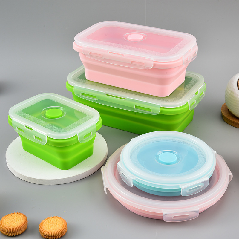 Silicone Lunch Box Household Fresh-keeping Box Children's Lunch Box Outdoor Portable Travel Bento Box Student Plate