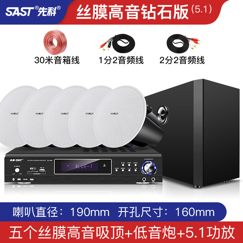 SAST 5.1 home theater audio living room ceiling 3D surround stereo embedded subwoofer amplifier ceiling set