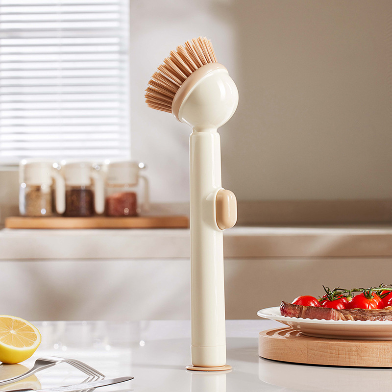 Patent Multifunctional Long Handle Liquid Adding Cleaning Brush Home Washing Dishes Washing Pot Brush Not Damage Pot Not Dirty Hands
