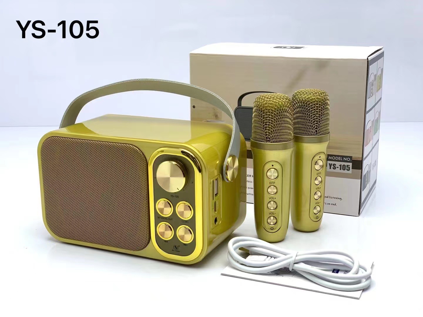 YS-105 Bluetooth Audio Dual Mic Home KTV Outdoor Karaoke Microphone Professional Children K Song Speaker