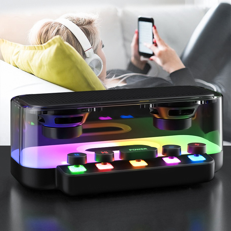 Z6 Colorful Light Bluetooth Speaker Mechanical Button Operation Integrated E-sports Punk Style Speaker Gift Speaker