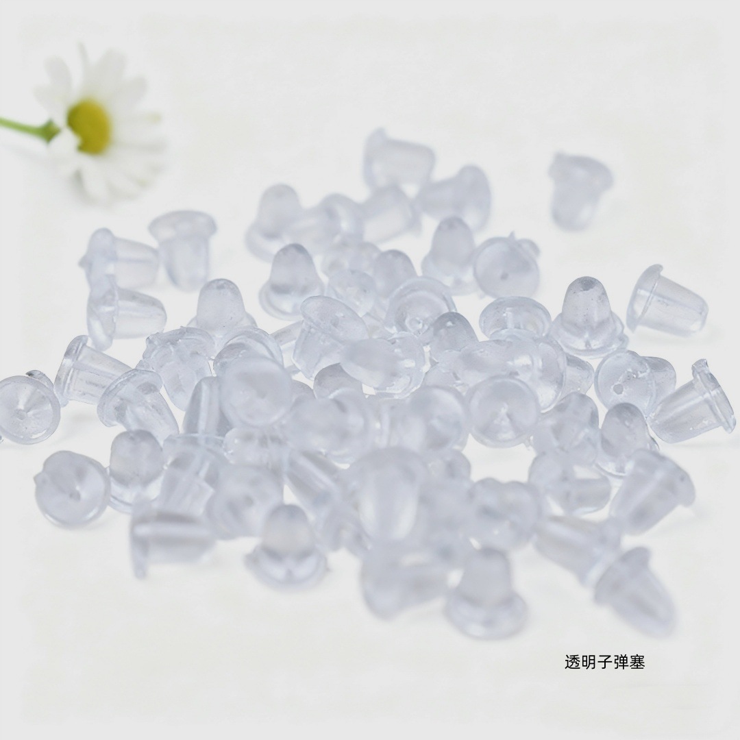 100 pieces environmentally friendly transparent silicone hamburger earplugs flying saucer ear stoppers bullet head ear stoppers DIY earring studs accessories