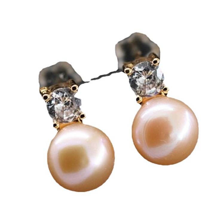 Princess 925 Silver Needle Earrings Natural Freshwater Pearl 7-8mm Surface Basically Flawless Earrings Small Batch Sample
