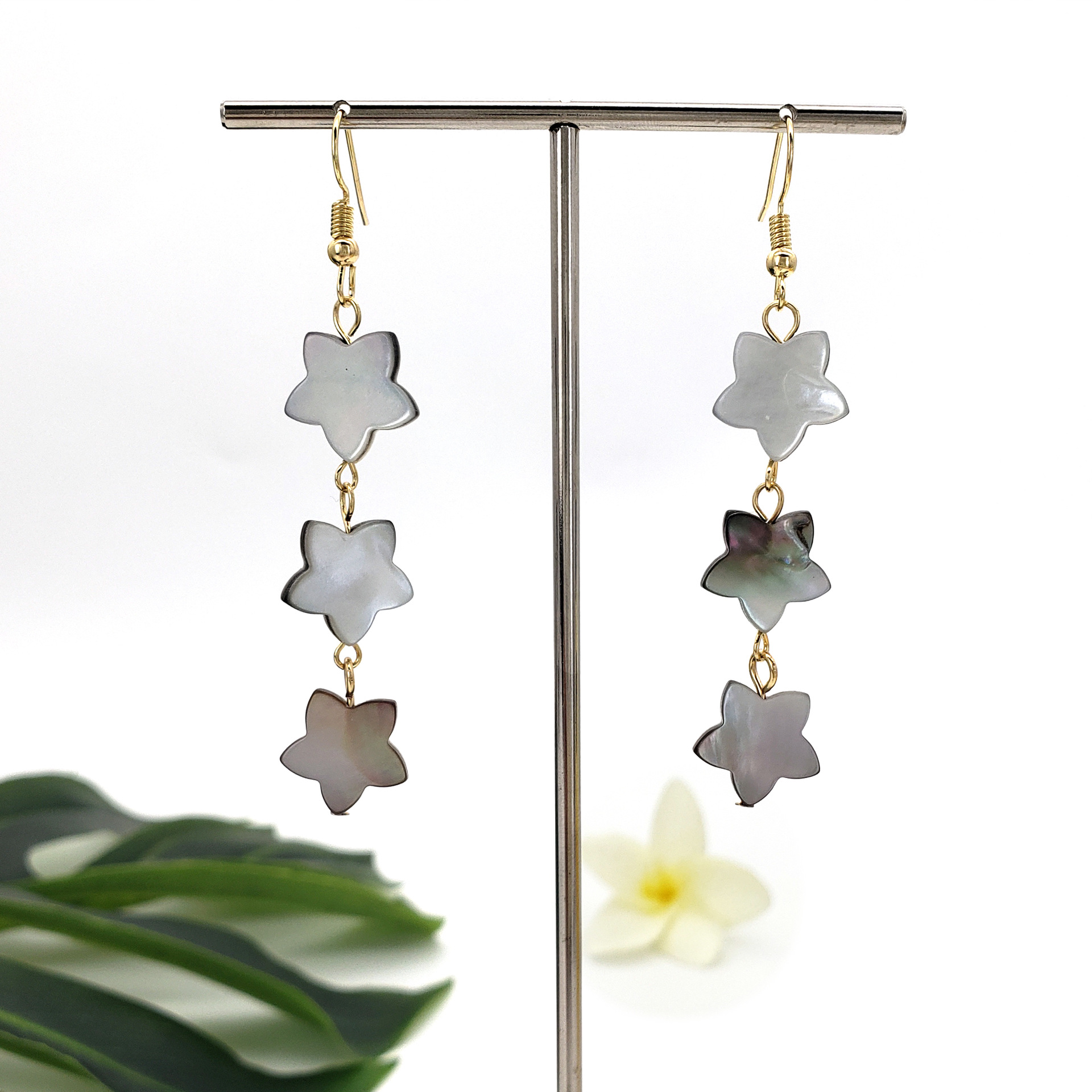 Niche Earrings Natural Black Shell Geometric Tassel Drop Earrings Long Earrings for Women