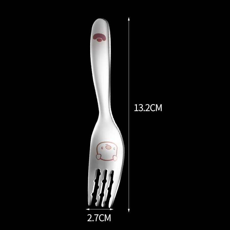 316 stainless steel children's spoon fork rice spoon toddler baby eating soup spoon color carved cartoon small spoon dessert spoon