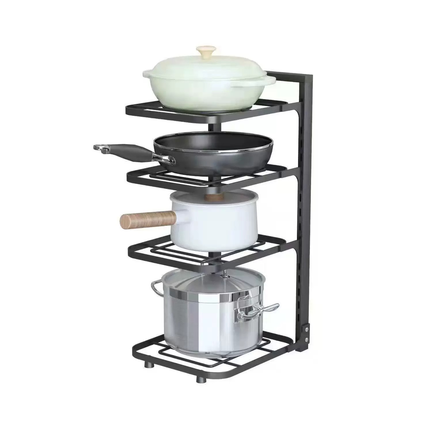 Pot rack stainless steel storage shelf for pots, multi-layer adjustable floor cabinet countertop
