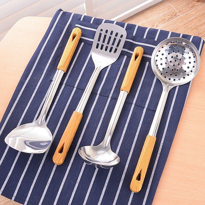 Stainless steel kitchen utensil set, non-scalding spoon, full set household spoon, stir-fry spatula, kitchen spatula, slotted spoon, soup spoon