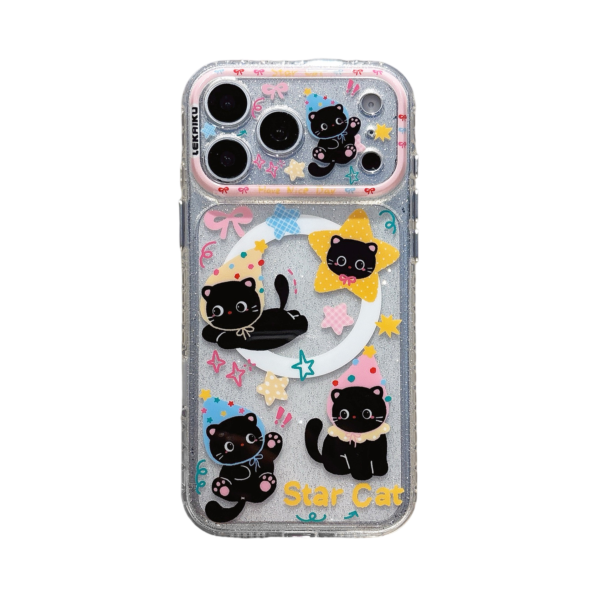 For iPhone 17 Pro Max Cartoon Graffiti AI Button Phone Case Apple 16 Animal Party Magnetic Transparent Case