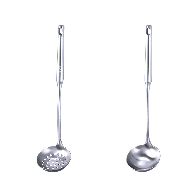 Soup spoon household long handle large size serving soup stainless steel thickened porridge spoon hot pot spoon slotted spoon small set
