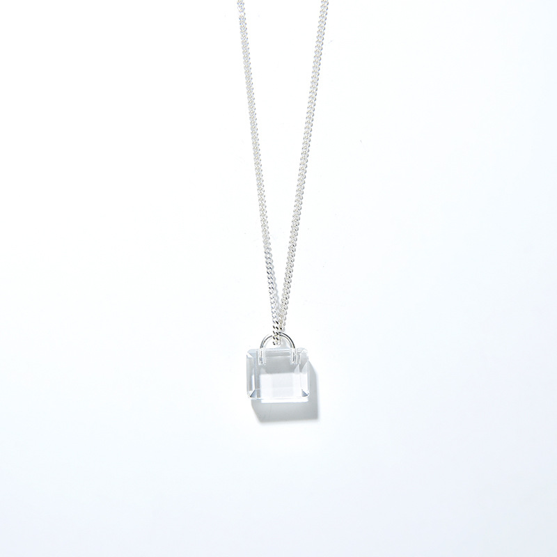 Simple Natural White Crystal Padlock S925 Sterling Silver Niche Necklace
