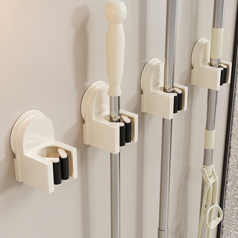Suction Cup Mop Wall Clip, Bathroom No-drill Mop Rack, Broom Mop Holder Hook, Fixed Storage Rack
