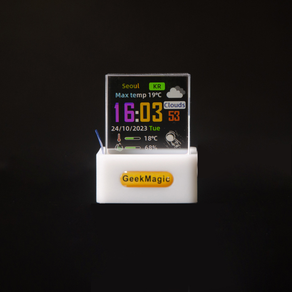 New mini transparent WiFi weather clock gift desktop ornament monitor ornament clock weather clock