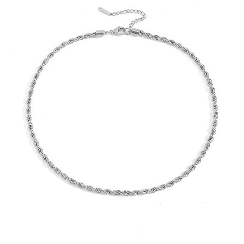 eManco Titanium Steel Necklace Gold Plated Twist Chain Men Women Stainless Steel Collarbone Chain Necklace