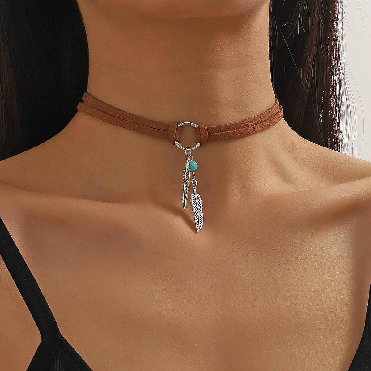 Bohemian ethnic style autumn winter jewelry turquoise pendant long sweater chain