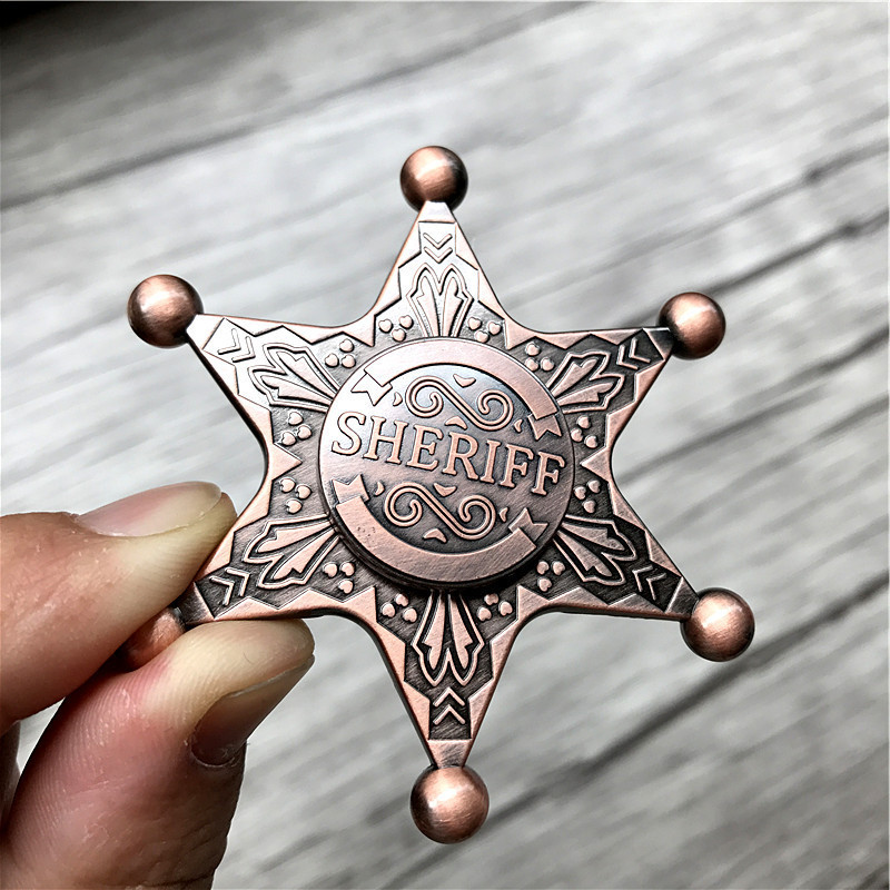 Hexagonal Neptune Sheriff Badge Finger Finger Spinner Child Werewolf Kill Board Game Toy