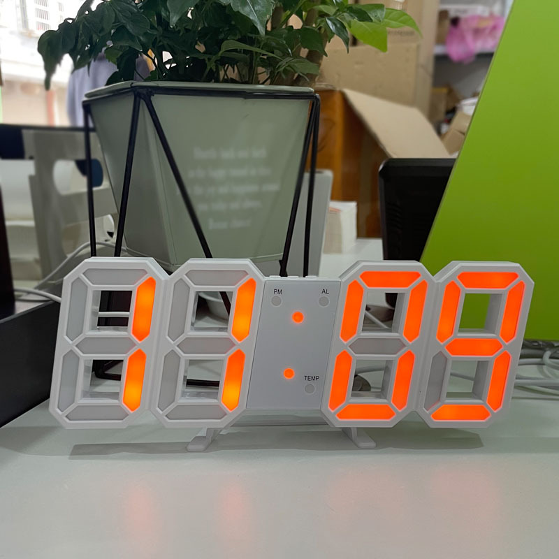 Wall Clock 3D Digital Clock Tech Desktop LED Night Light Alarm Clock Electronic Wall Clock Living Room