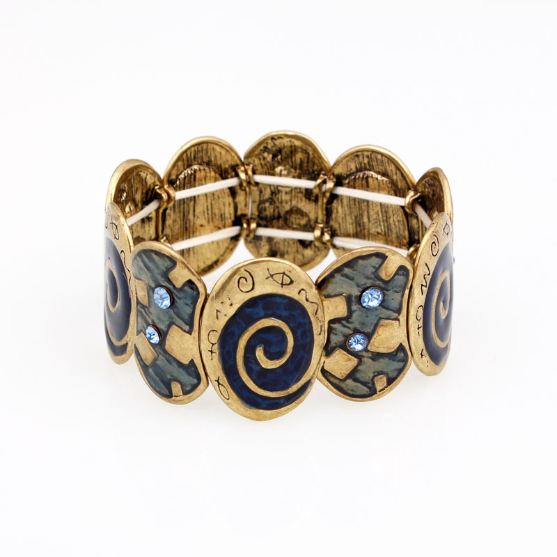 S39 Women's Elastic Oil Drop Bracelet Antique Bronze Enamel Color Bracelet Accessories
