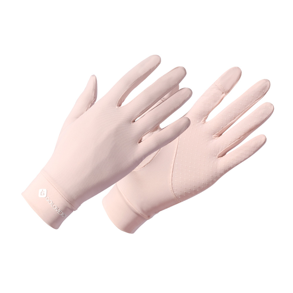 Summer Ice Silk Sun Protection Gloves Women Outdoor Driving Cycling Anti-slip Breathable Thin Gloves Fingerless Touch Screen XG48