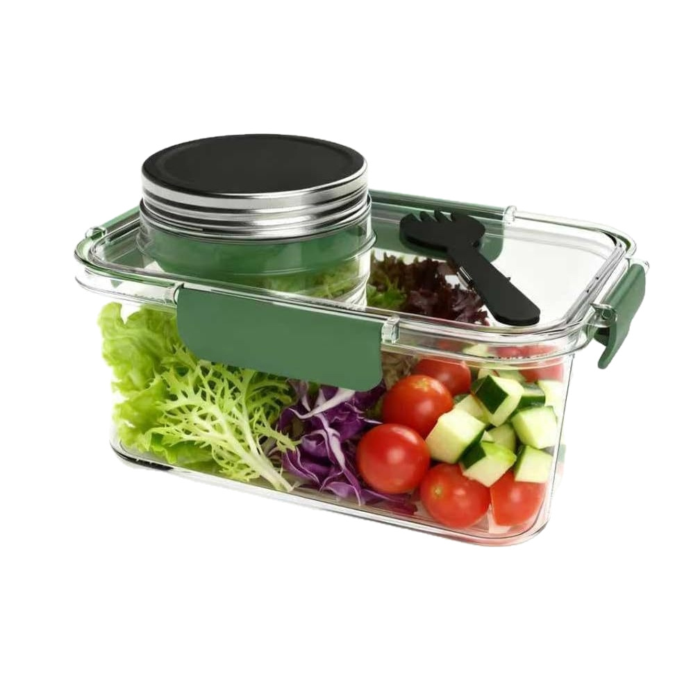 New Salad Bowl Salad Pod Mason Jar Portable Salad Fresh-Keeping Container with Fork Salad Lunch Box