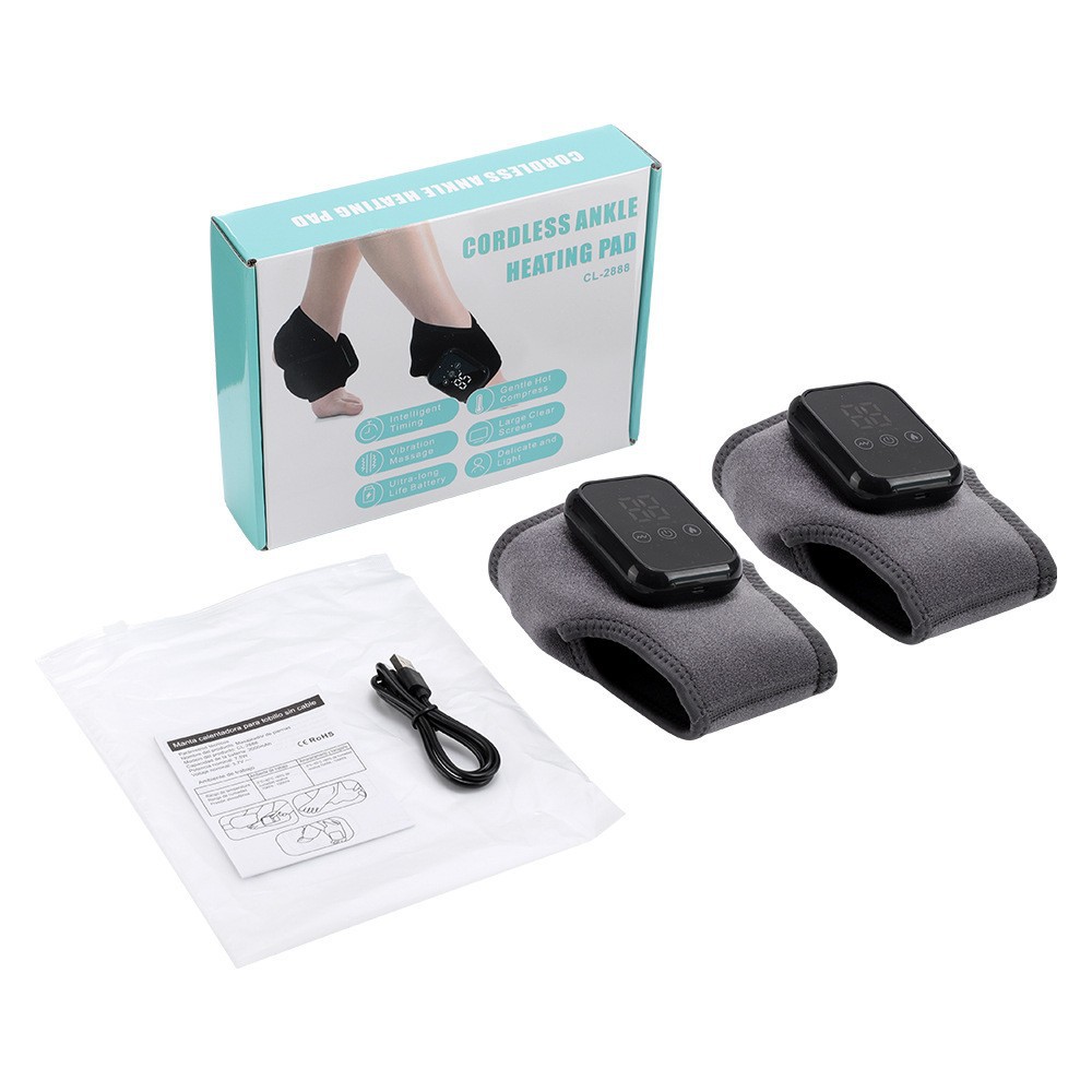 New Electric Heating Ankle Protector Rechargeable Ankle Foot Massager Vibration Physiotherapy Heat Compress Massager