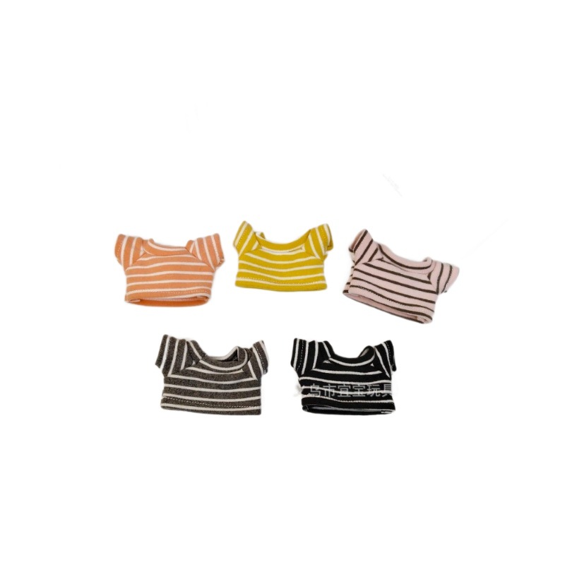 Long Leg KT 10-17cm Doll Clothes Cotton Doll Plush Toy Striped Brushed T-shirt Bag Pendant Matching Accessory Decoration Doll Clothes