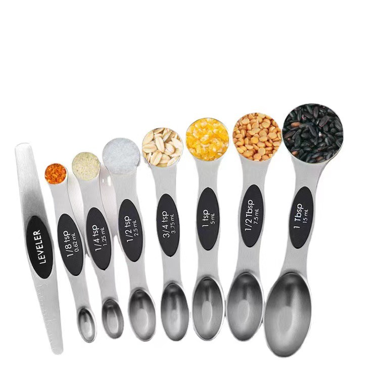 FCM Magnetic Overlapping 430 Stainless Steel Double Head Measuring Spoon Set with Scale Multifunctional Measuring Spoon