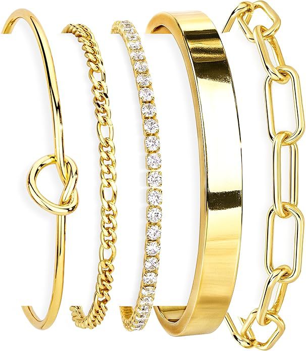 Bohemian Minimalist Hand Jewelry Metal Chain Women's Set 5 Multi-Layer Chain Simple Bracelet