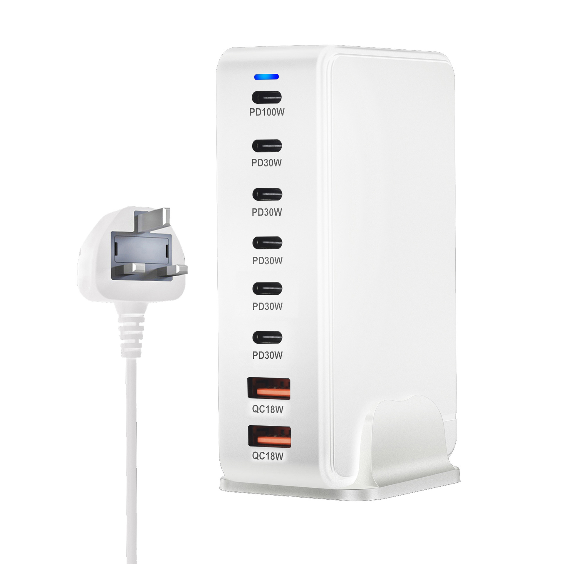 New 286W GaN Multi-Port Charger 6C2A Plug Desktop Flash Charging Charging Station PD Fast Charging Adapter