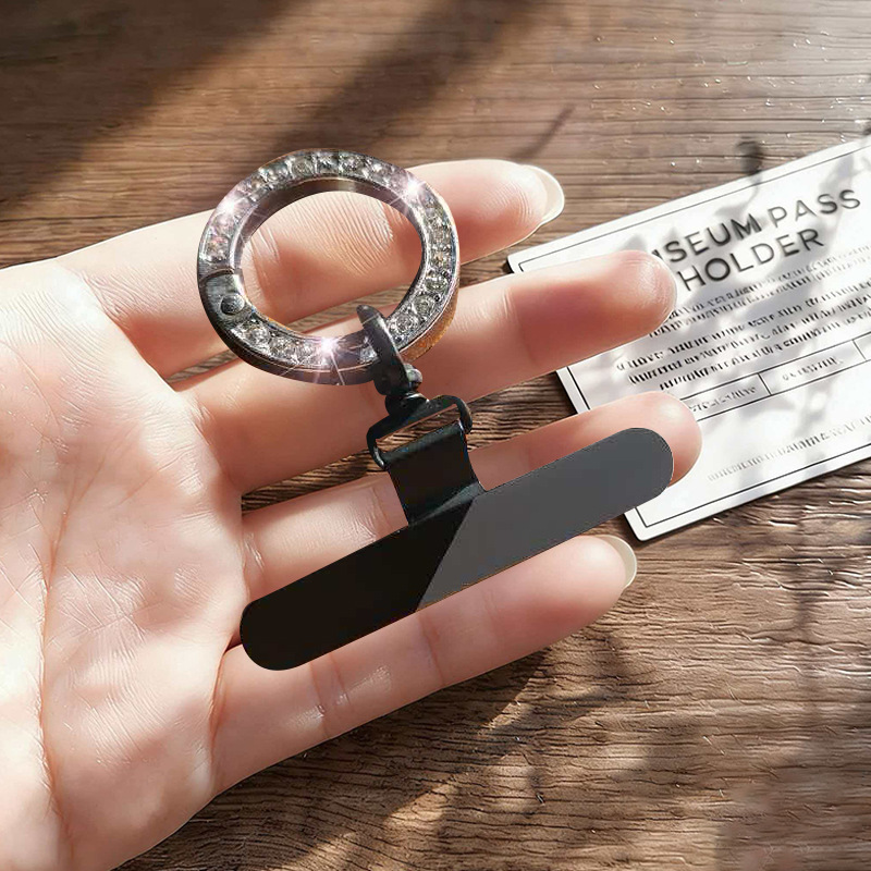 Phone Lanyard Pad Metal Rhinestone Round Buckle Rotating Phone Chain Clip Thin Not Bulging Case Not Affecting Charging