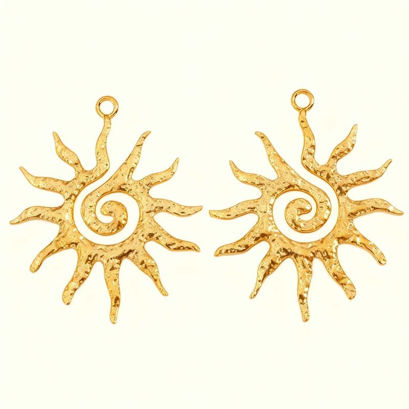 Spiral Sun Pendant Necklace for Women Gold Hollow Pendant Simple Choker