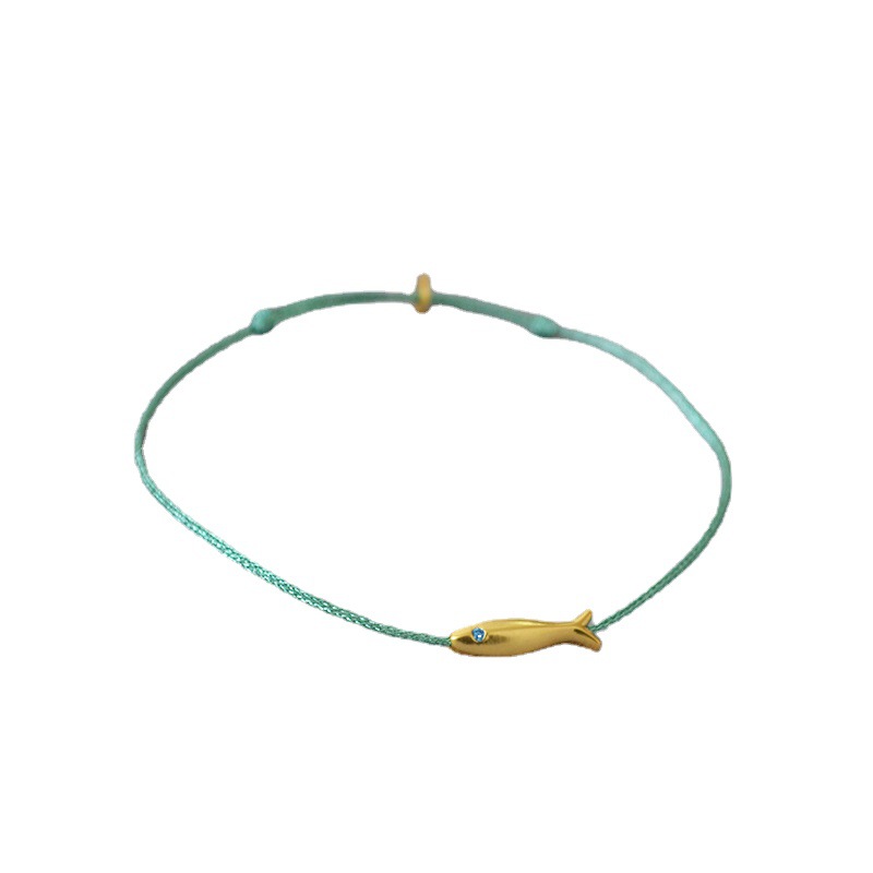 French blue silk thread woven golden koi small fish simple ultra-fine bracelet hand rope stack