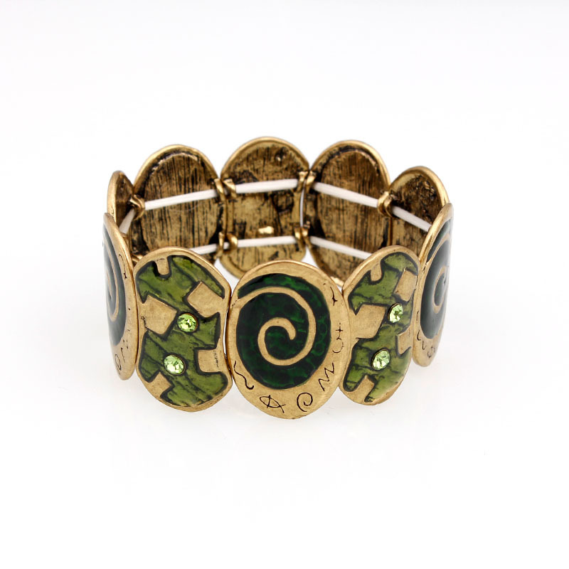 S39 Women's Elastic Oil Drop Bracelet Antique Bronze Enamel Color Bracelet Accessories