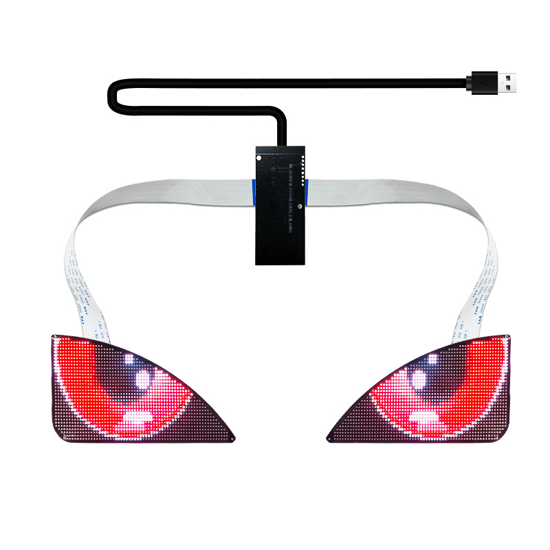 LED Rider Motorcycle Travel Backpack with DIY Glowing Eyes, Helmet Pouch, Waterproof, Unisex
