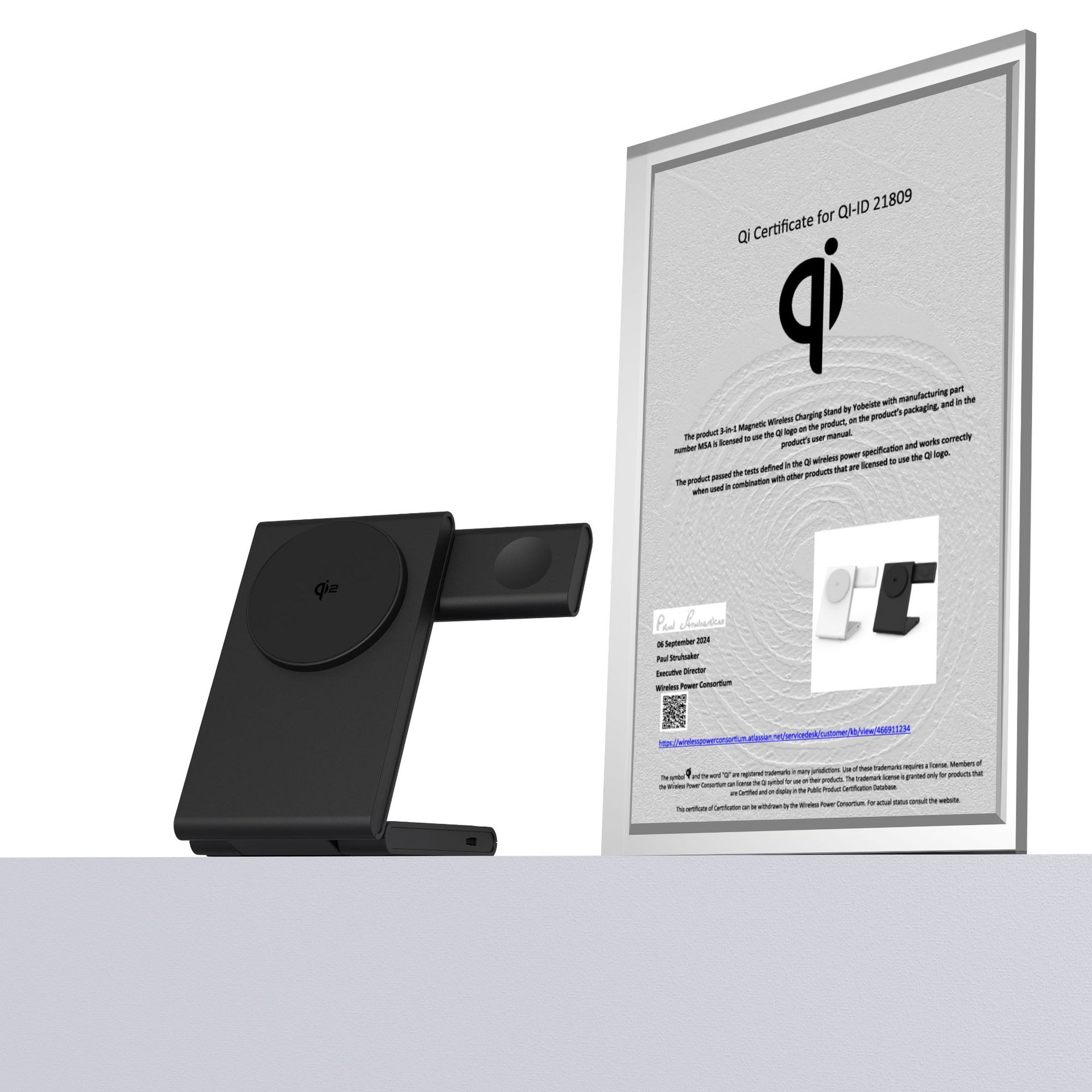 Qi2 certified magnetic wireless charger three-in-one foldable stand desktop wireless charger compatible with Apple Watch S10