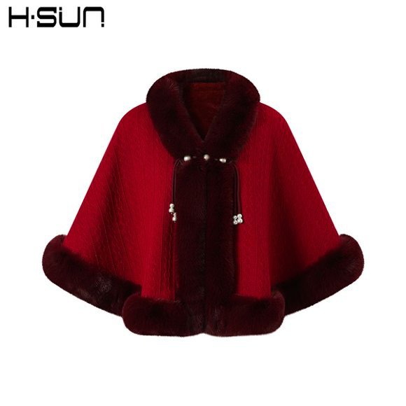Winter Rabbit Fur Cape Outerwear Warm Women's Cheongsam Chinese Style Cape Outerwear Cardigan
