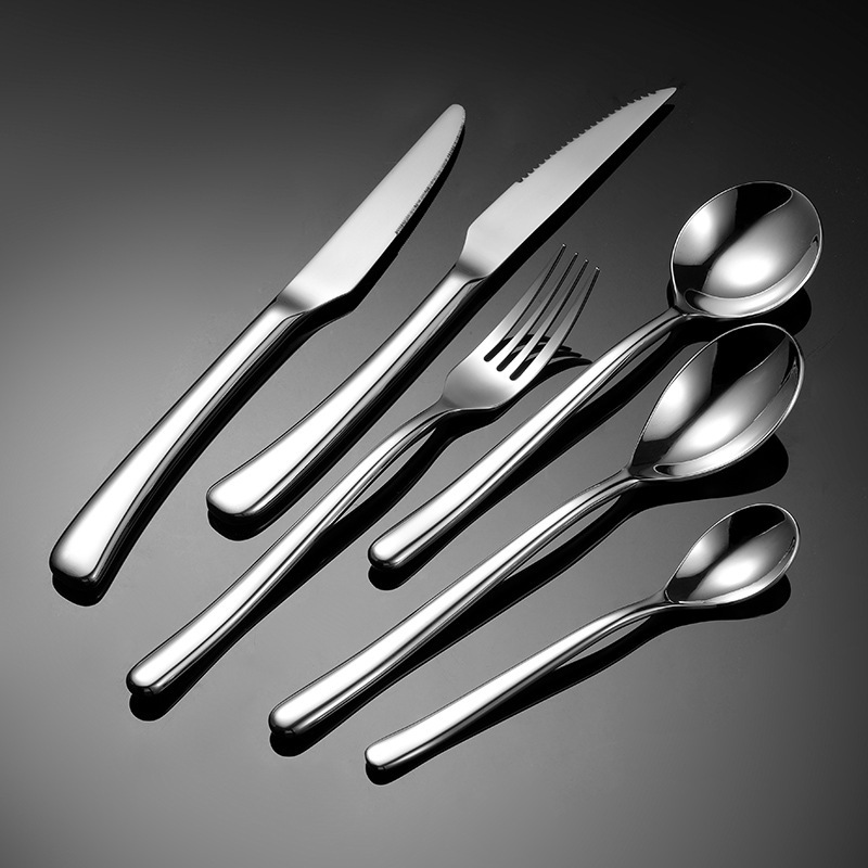 304 stainless steel tableware moonlight knife fork spoon, thickened spoon, steak knife, hotel restaurant Western tableware
