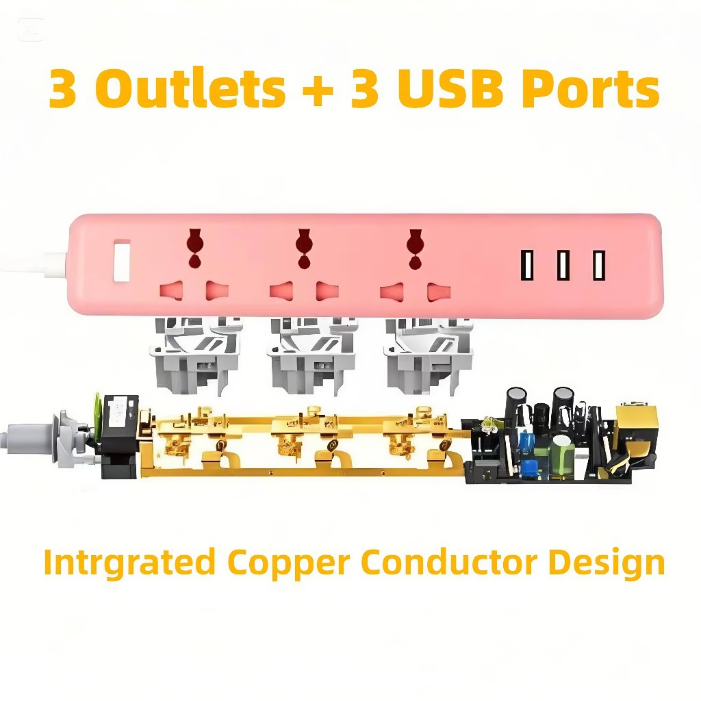 Multi-function 3USB portable smart identification fast charging power strip 1.8m British standard plug extension cord