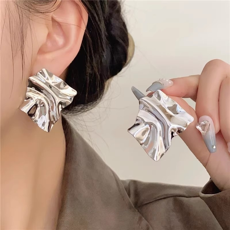 Metal Simple Ear Accessories Geometric Irregular Exaggerated Mirror Earrings