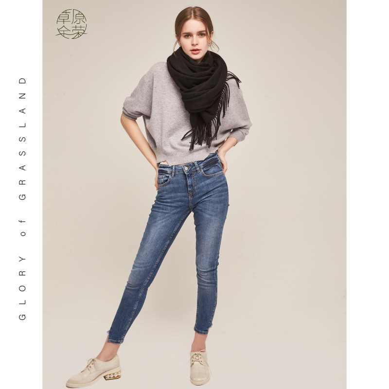 Inner Mongolia autumn and winter women's solid color wool scarf men's plain lamb fleece shawl thick cape