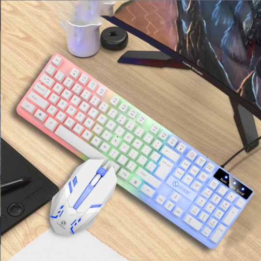 Boston Rainbow Backlit USB Wired Keyboard and Mouse Combo for DIY Assembly