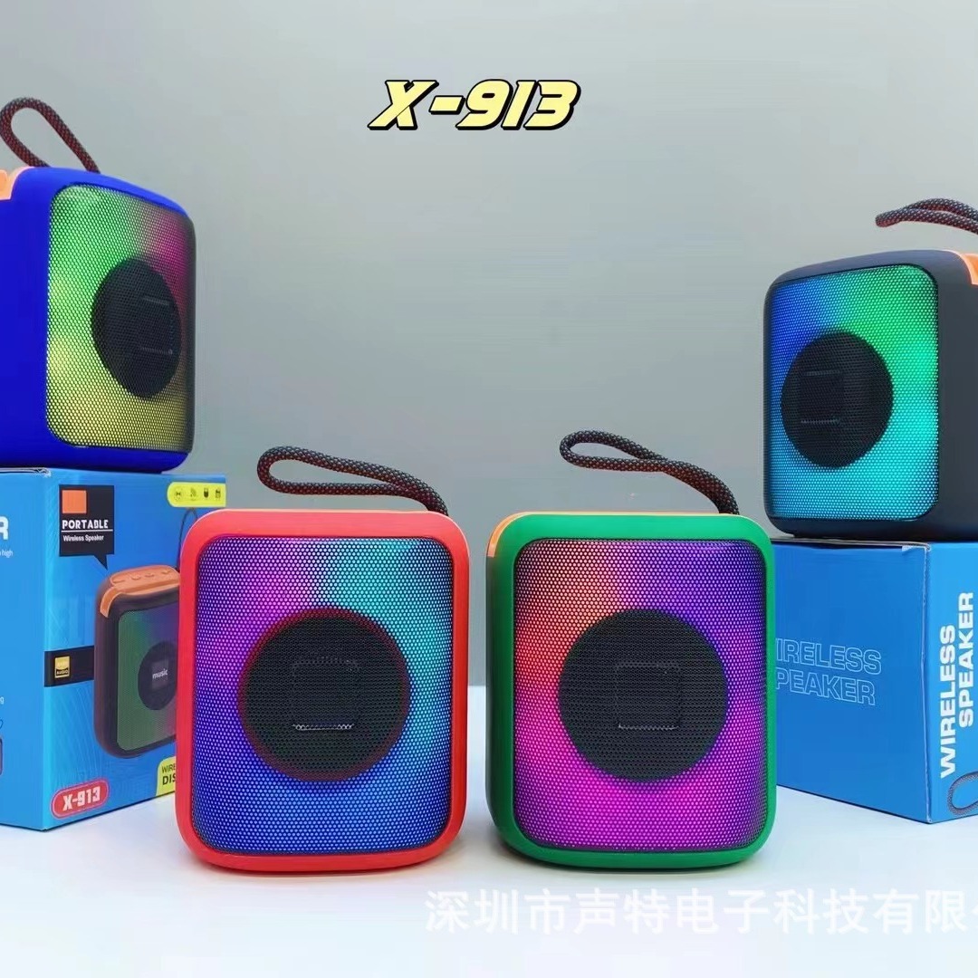 New X-913 Handle RGB Portable Colorful Light High Quality Outdoor Home Desktop Stand Bluetooth Small Speaker