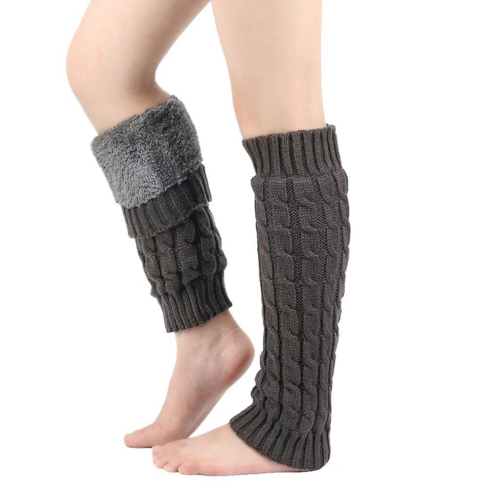 Fleece Lined Yarn Sock Cuff Warm Stacked Socks Women's Leg Warmers Foot Warmers Knit Cable Knit Leg Warmers