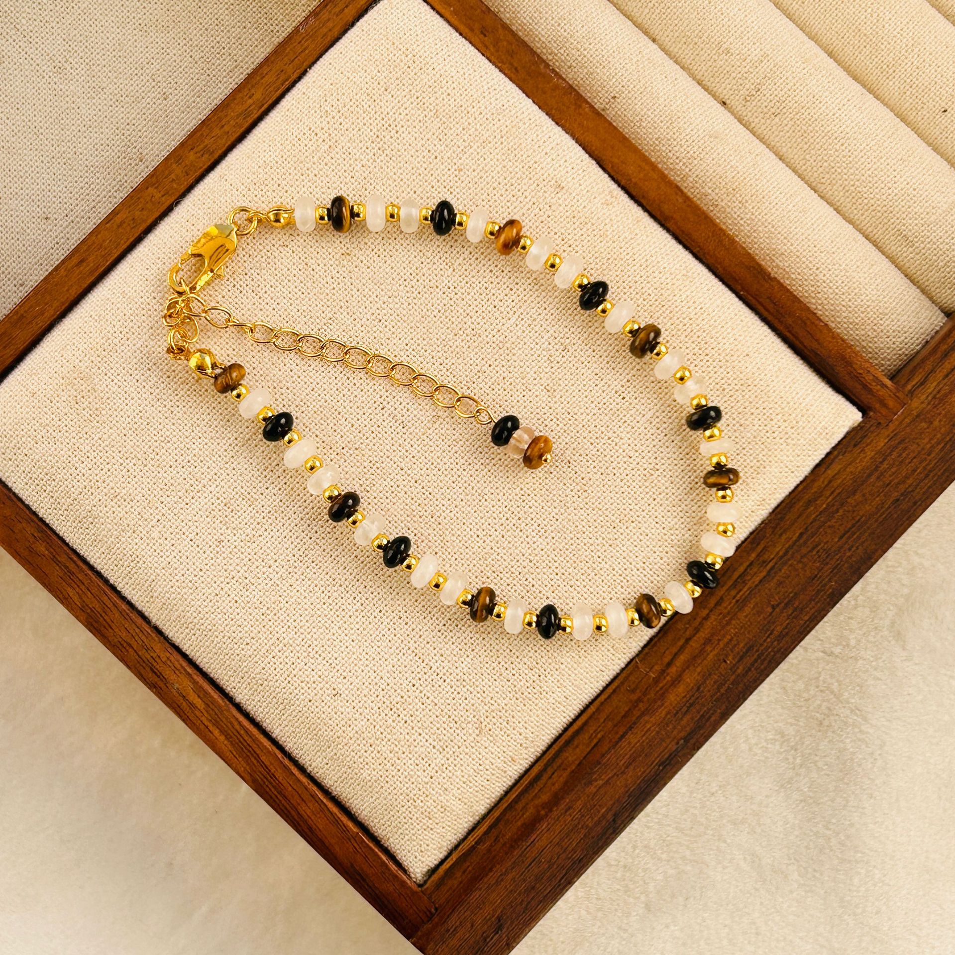 Tiger eye stone mother-of-pearl agate natural bead necklace for women new Chinese-style sweater chain