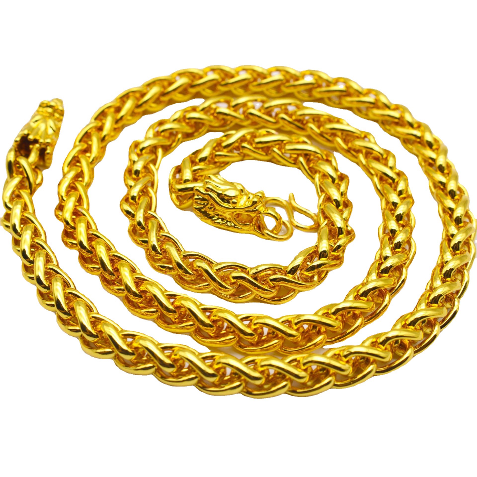 Men's exaggerated bold gold chain imitation gold 7N thickened dragon head snake bone necklace gold-plated large dragon bone chain necklace