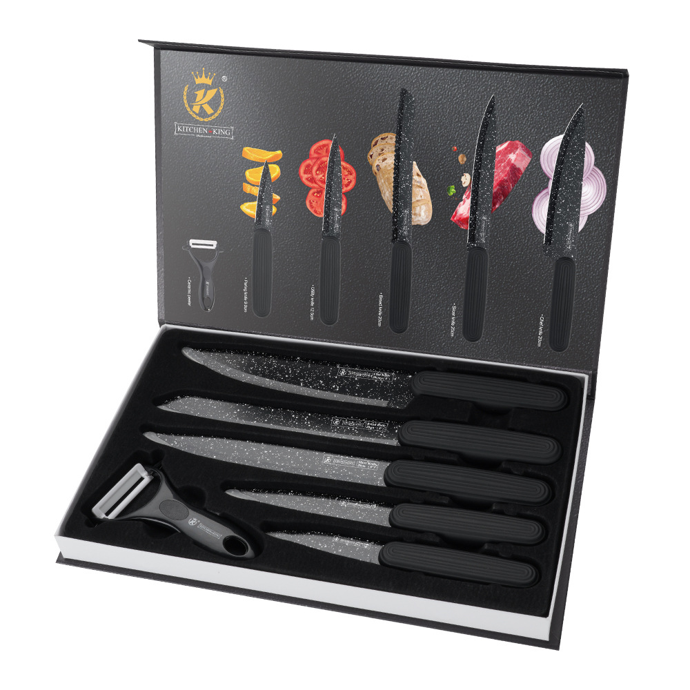 Jiakang Stainless Steel Kitchen Knife Set Candy Handle Household Chef Knife Fruit Knife Bread Knife