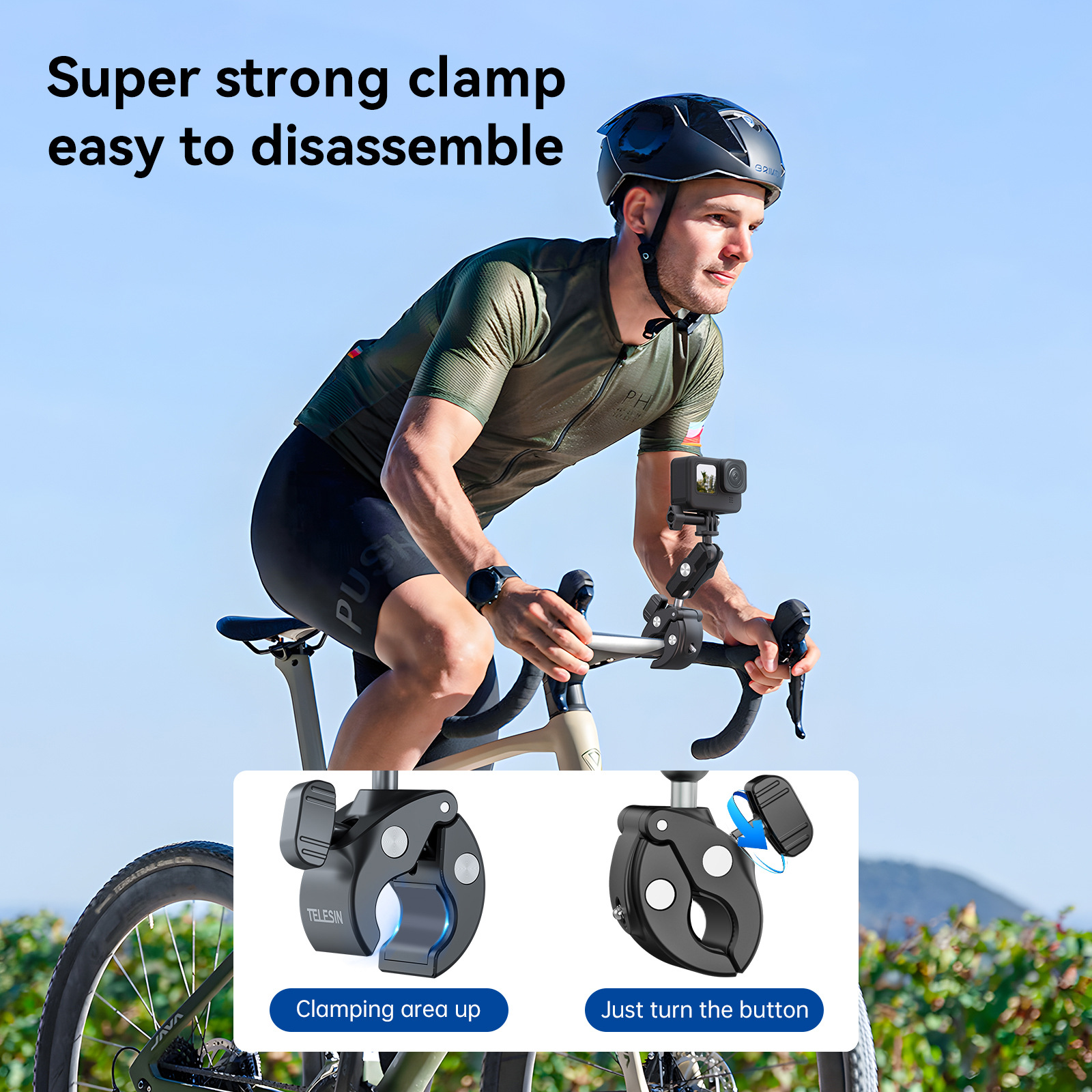 TELESIN Cycling Universal Tube Clamp Crab Clamp Plastic for GoPro13 DJI 360