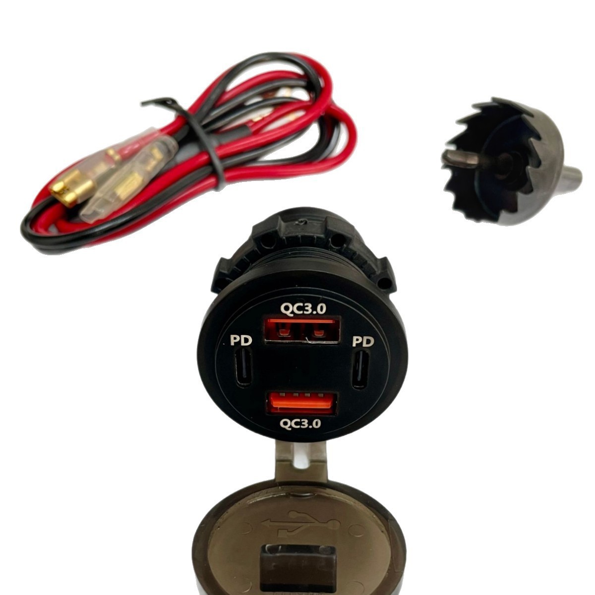 Modified Car Motorcycle Four-Port Digital Display Car Charger PD+QC3.0 Fast Charge Phone Retrofit Car Charger
